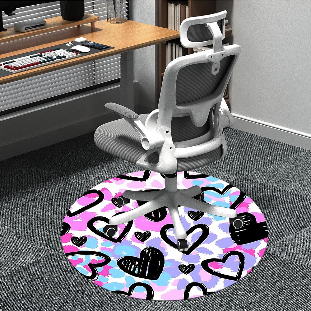 

1PC Heart Print Chair Carpet for Office, Indoor Non-Slip Washable Carpet, Soft Comfortable Mat For Office Room yy250930143 80cm by 80cm