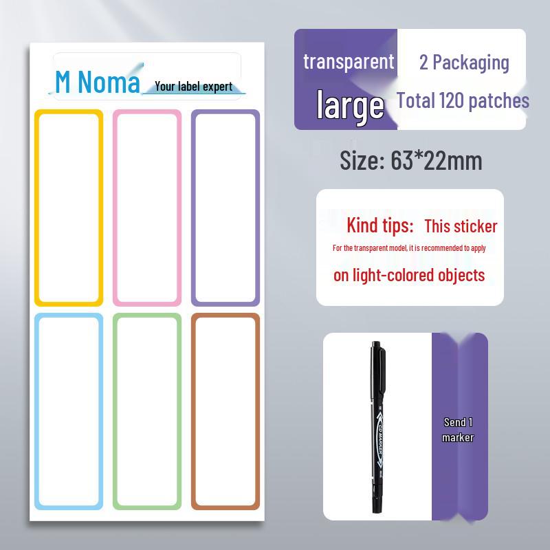 Waterproof Transparent Adhesive Name Stickers - Colorful and Self-Adhesive Labels