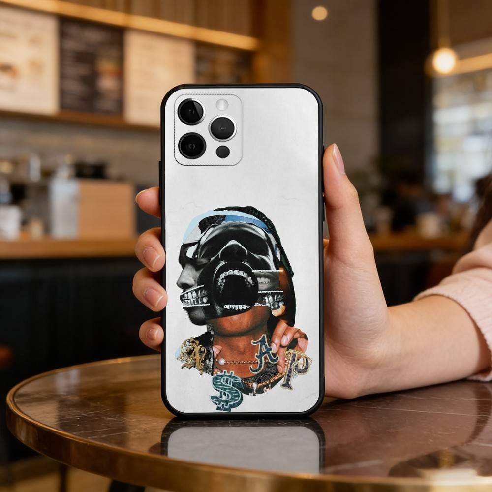 P-Papper A-ASAP Rocky Phone Case For iPhone 17,16,15,14,13,12,11 Plus,Pro Max,Soft Silicone Black Cover
