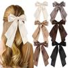 Elegant French Satin Bow Hair Clip - Large Half-Up Spring Clip for Women
