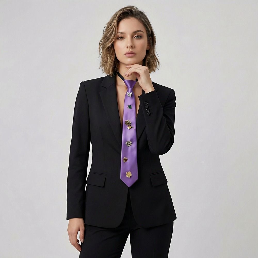 Insect Flower Tie Korean Decoration Shirt Tie Temperament Rhinestone Necktie Daily