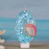 Ocean Mermaid Cake Number Candles 0-9 Blue Cake Topper with Sequins Girls Birthday Party Cake Decoration Supplies Boy Shell Gift