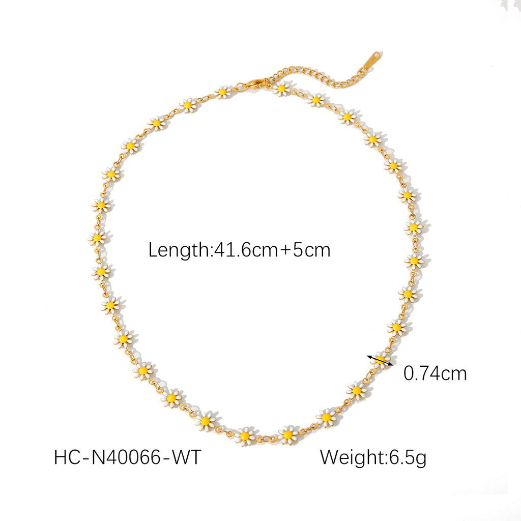 Titanium Steel Daisy Pendant Necklace For Women Simple Flower Jewelry Bracelet Set Long Lasting