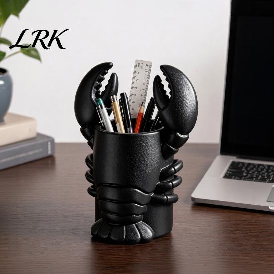 Artistic Brush Holder Lobster Pen Holder, Halloween Funny Sea Animal Pencil Stand, Creative Eye-catching Desk Decor Organizer for Brushes Makeup