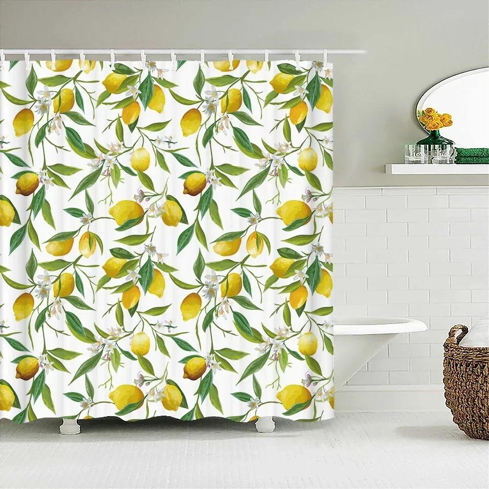 Tropical Fresh Fruit Shower Curtain Bathroom Waterproof Polyester Lemon Pineapple 3D Printing Curtains For Bathroom Shower