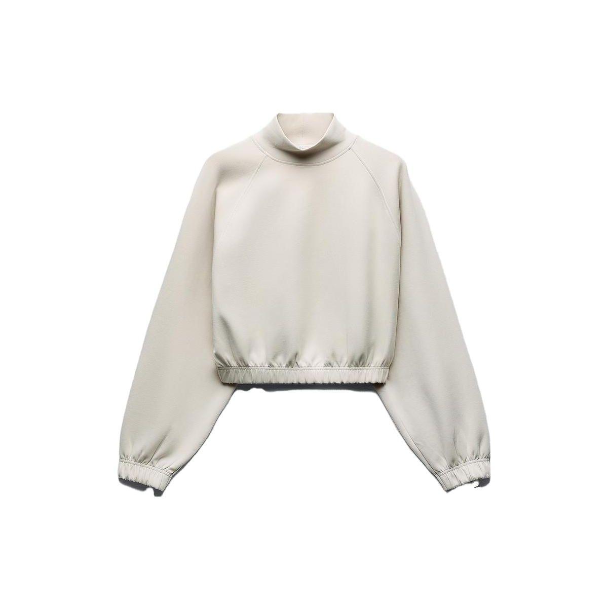 

Zara Solid Color High Neck Sweatshirt Women tops White 03641831712-33 S