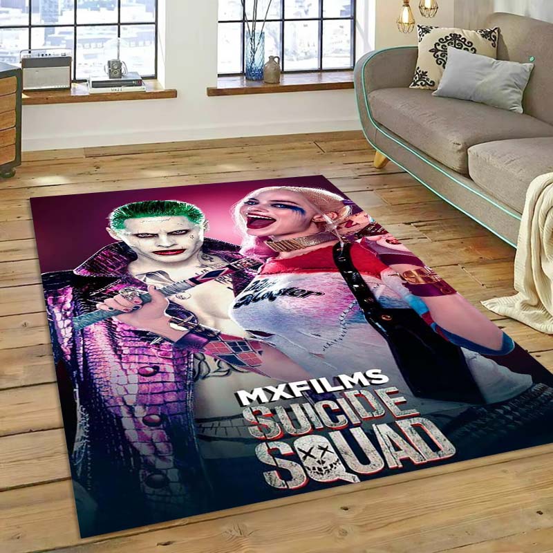Der Teppich The Suicide Squad, inspiriert vom Actionfilm, eignet sich für Wohnzimmer, Schlafzimmer, Nachttischbereiche, Balkone und andere