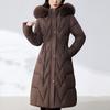 Fashion Woman Long Parkas Winter Coats Hooded Faux Fur Collar Thick Warm Overcoat Women's Jackets