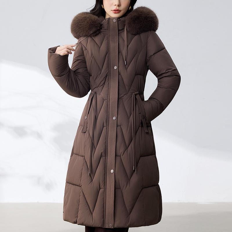 Fashion Woman Long Parkas Winter Coats Hooded Faux Fur Collar Thick Warm Overcoat Women's Jackets
