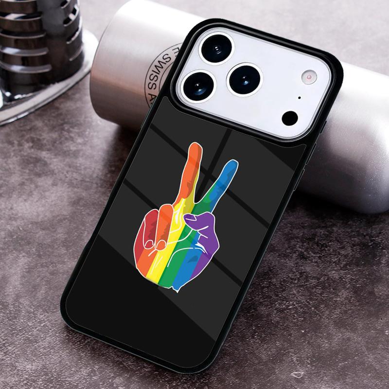 Rainbow Gay LGBT Finger Phone Case for iPhone 17 16 15 Pro Max Air 14 13 12 11 Plus Shockproof Capa Cover