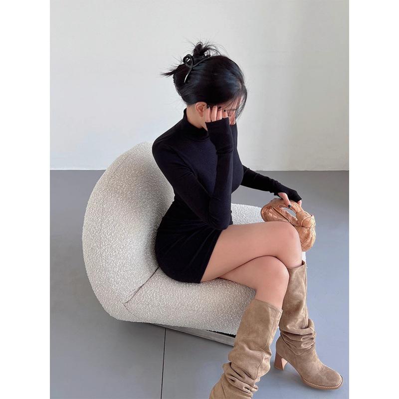 Autumn/Winter High-Collar Slim Fit Long Sleeve Dress for Women