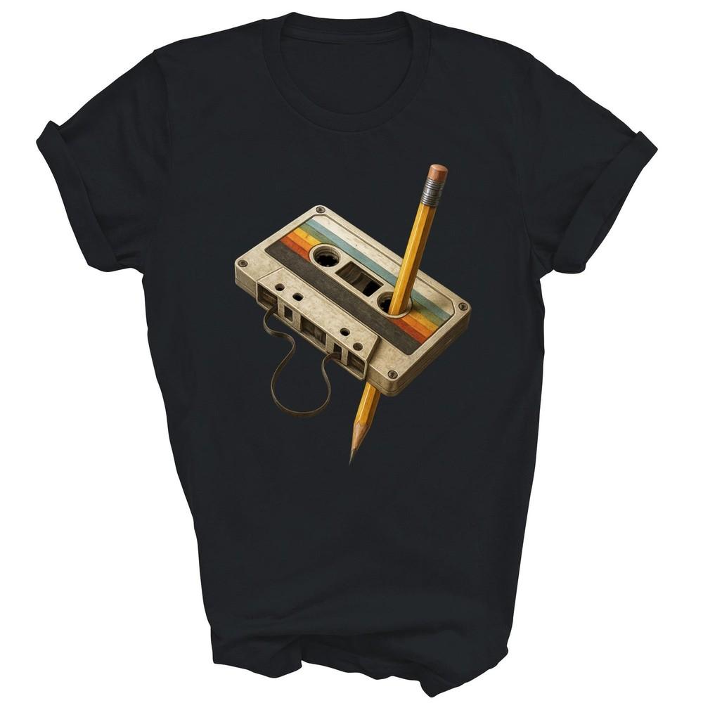 

Cassette And Pencil Funny 80s 90s Mixtape Nostalgia Unisex Shirt Gift XL