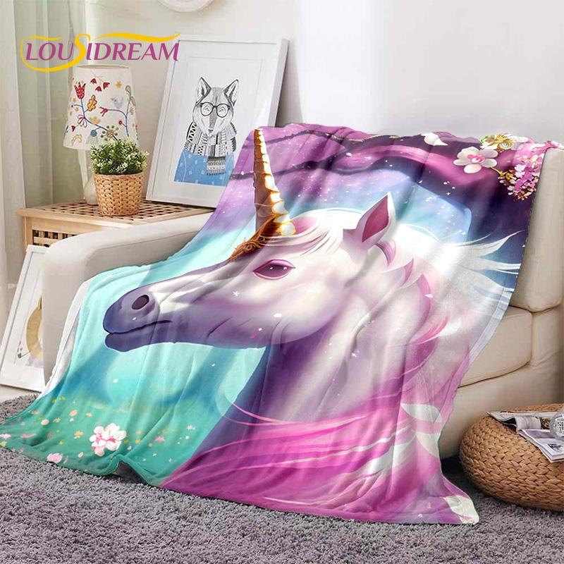 3D Cute Dream Unicorn Cartoon Girl  Soft Blankets,Keep Warm Throw Blanket Comfortable Blanket for Picnic Beds Sofa Home Bedroom