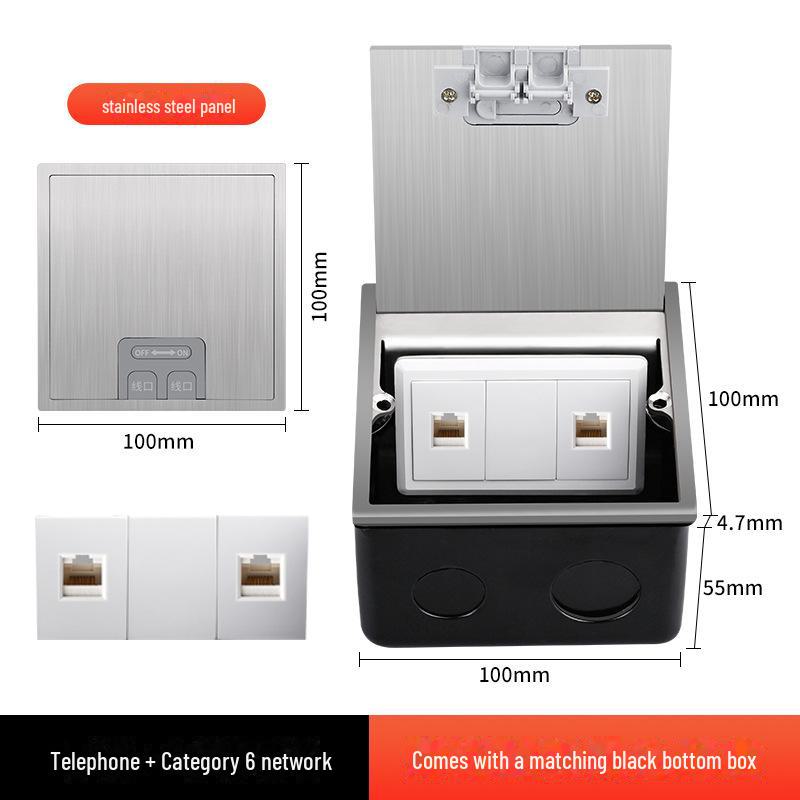 Stainless Steel Concealed Waterproof Floor Socket with Marble Finish