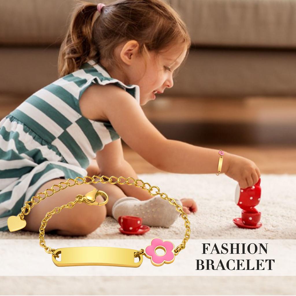 Free Custom Baby Names Birth Date Bracelets, Gift To Newborns Girls Child Kids,Personalized Pink Flower Bracelet Gifts Jewelry