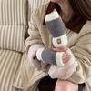 1Pair Fingerless Gloves Solid Color Plush Warm Knitted Soft Half-Finger Flexible Cold-proof
