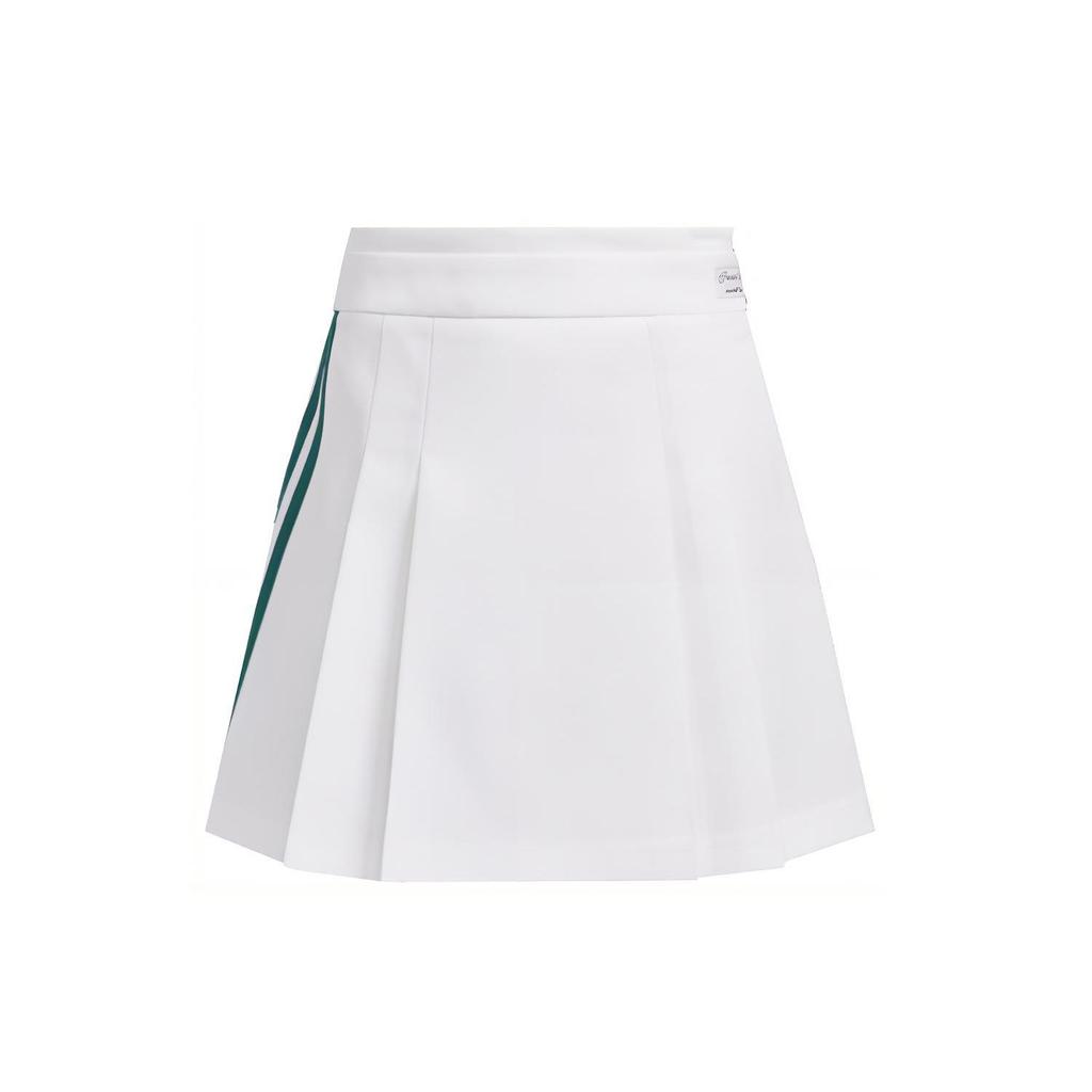 Adidas Originals X NoTitle Co-Branded Series FW23 Pure Color Three-Stripe Pleated Sports Casual Skirt Women Skirt White IN1052