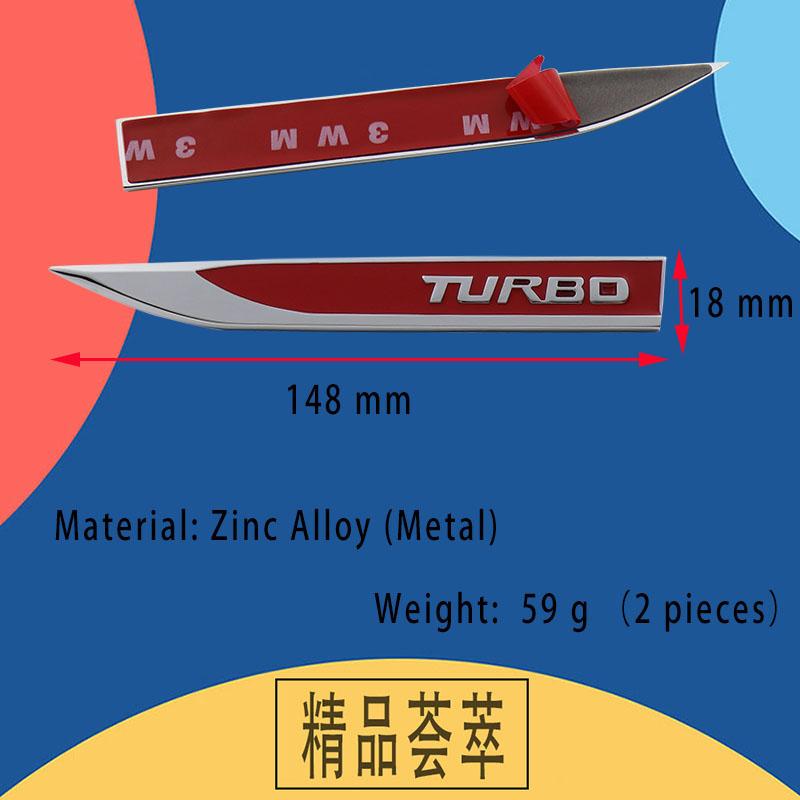 3D Car Styling TURBO for car Hood Fender trunk Rear Bonnet Nameplate Decal Emblem Badge Sticker