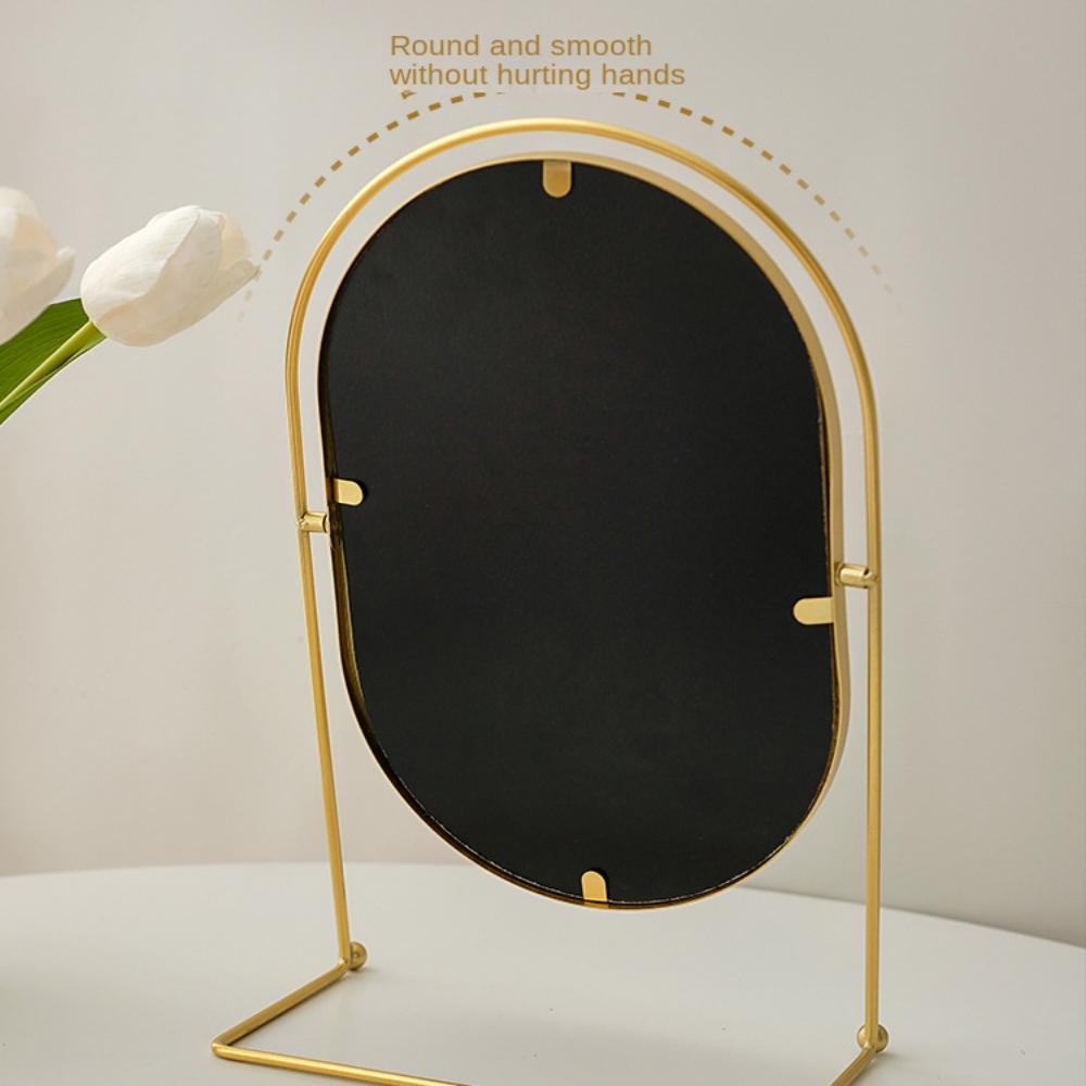 Iron Art Vanity Mirror Iron Frame Desktop Stand Mirror Beauty Nordic Makeup Mirror  Household