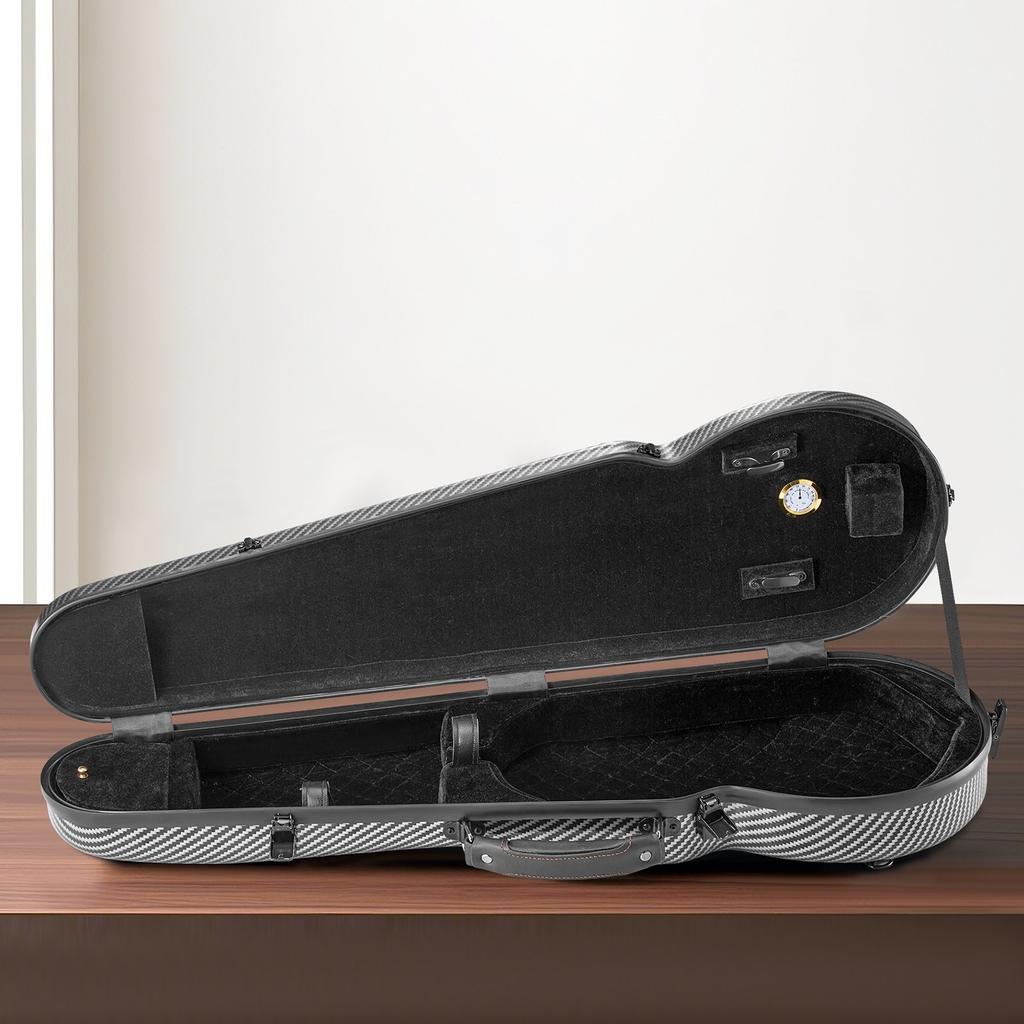 VEVOR 4/4 Full Size Violin Case, Built-in Hygrometer, Lightweight Portable Travel Carrying Bag, with Plush Lining, Dual Shoulder Straps, Anti-Scratch