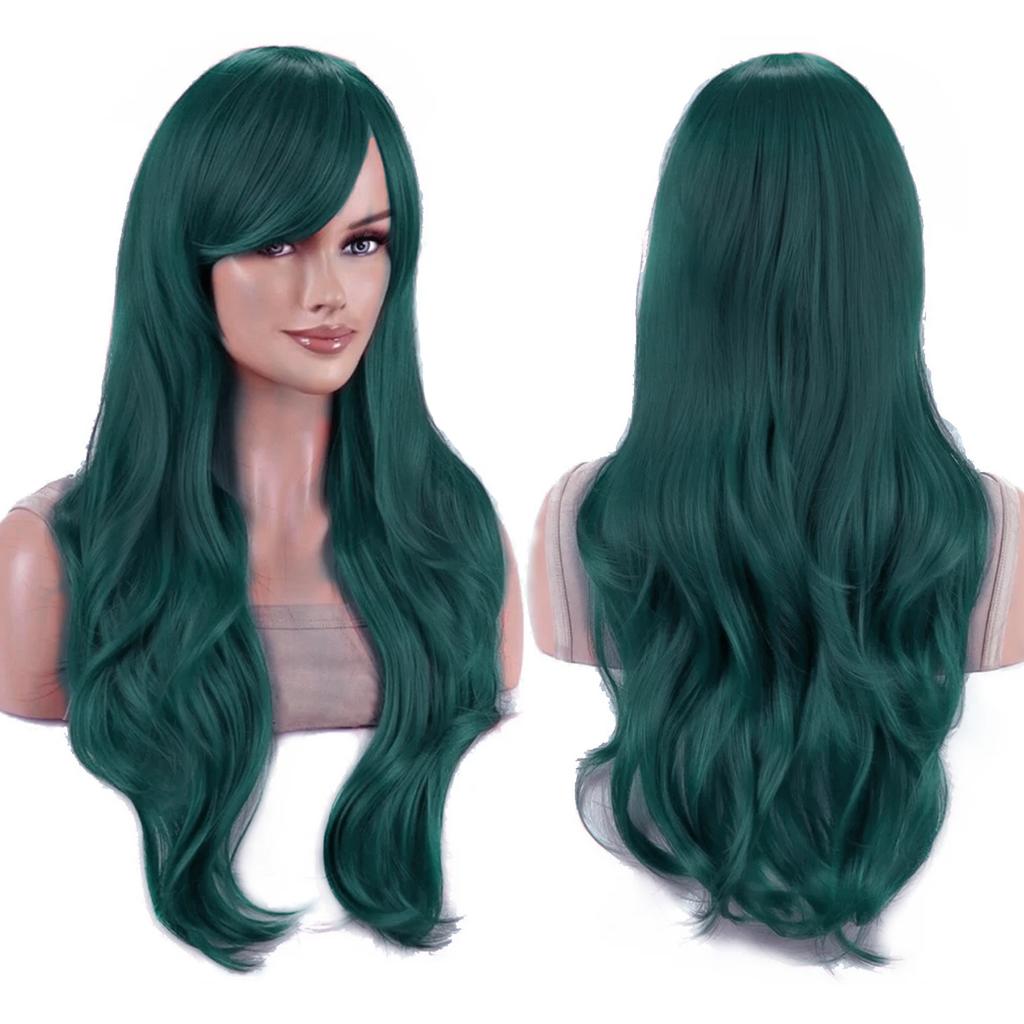 Parrucche Colorate Sintetiche Ondulate per Cosplay Lunghe 70cm con Frangia Parrucca Costume per Donne