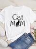 New Cute Love Heart Cat Print Women T-Shirt Casual Short Sleeve Top Summer Women's Clothing Cartoon Streetwear Y2k Clothes