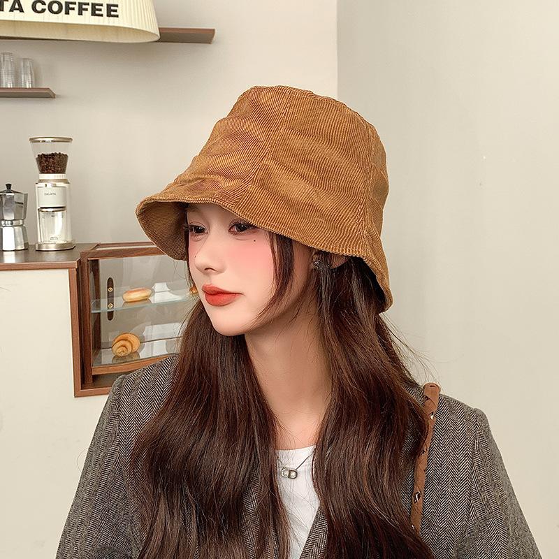 Autumn and Winter Japanese Style Retro All Match Bucket Hat with Big Head Circumference Showing Face and Small Basin Hat