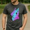 Cyan Pink Gradient Protogen Furry Robot Head TShirt Cotton Short Sleeve Neon Futurism Fursona Casual Unisex Graphic Tees