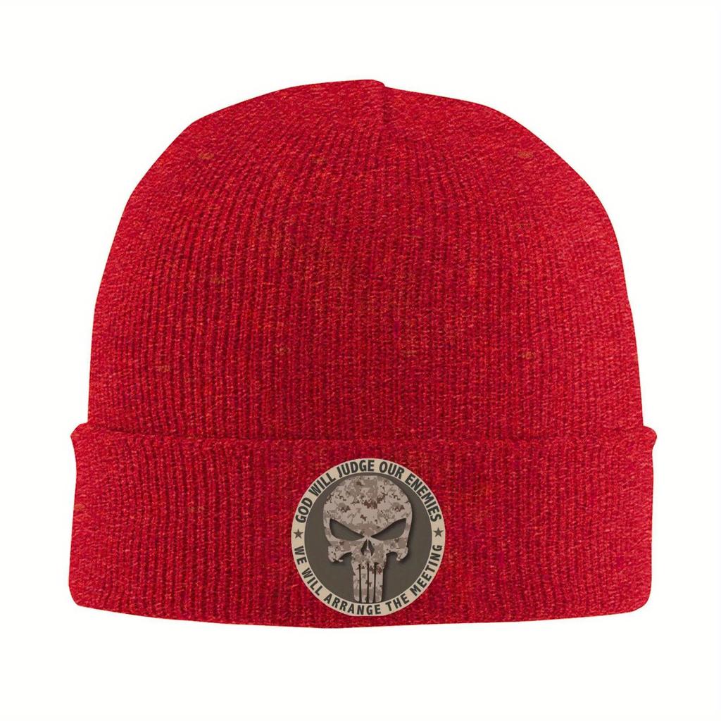 Custom God Will Judge Our Enemies We Will Arrange The Meeting Skullies Beanies Cap Knit Hat Adult Skull Skeleton Camo Bonnet Hat