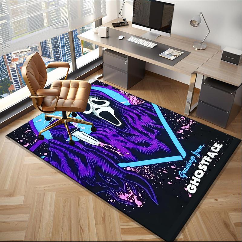 Ghostface Greetings Poster Office Rug Chair Mat, Game Carpet, Suitable for Front Door, Bedroom, Living Room, Desk, Holiday Gift