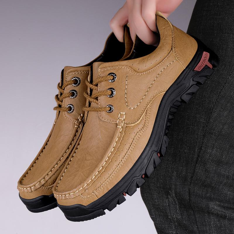 Fashion Hot Sale Soft Sole Lace-up Casual Shoes Luxury Brand Male Walking Shoes Genuine Leather Men's Travel Climbing Camping Footwear