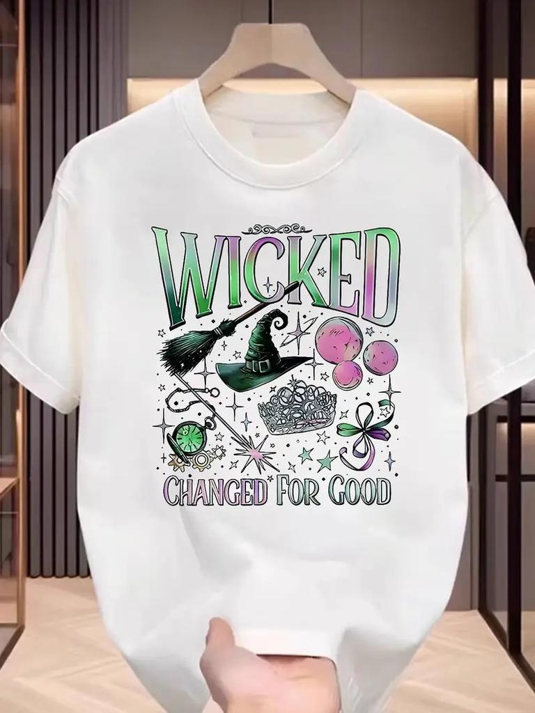 Wicked The Musical Inspired Print Tshirt  Crew Neck Short Sleeve Summer Women Clothing Fashion Sleeves TShirts  Student Tee