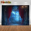 Mocsicka Halloween Background Night Terrible Lightning Ancient Castle Home Indoor Decorations Kid Portrait Photo Backdrop Banner