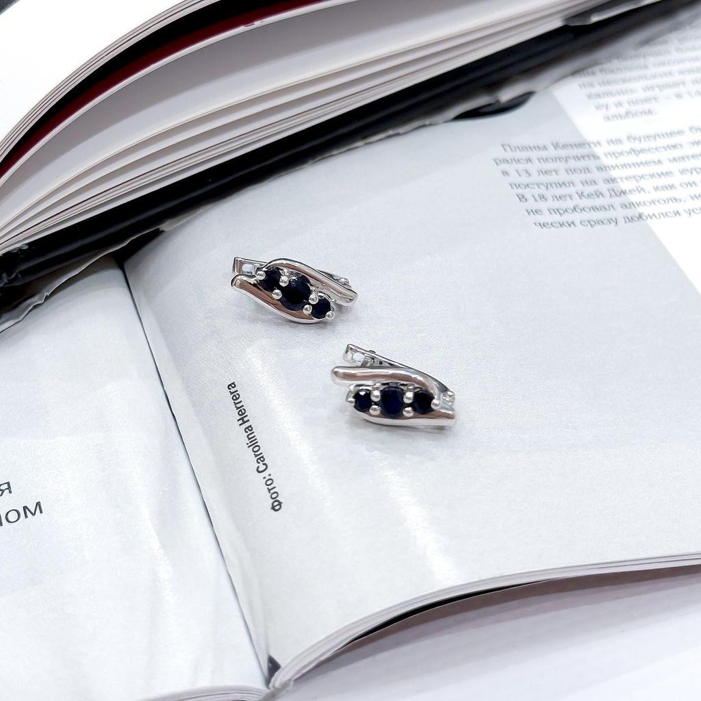 Silver Earrings with Natural Sapphire 1.65ct (2168836)