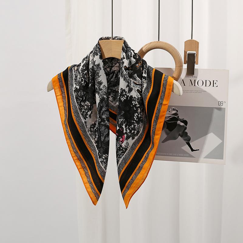 Decorative Simple Texture Silk Scarf Women'S New Style Spring And Autumn Summer Fashion Versatile Headscarf Work Scarf