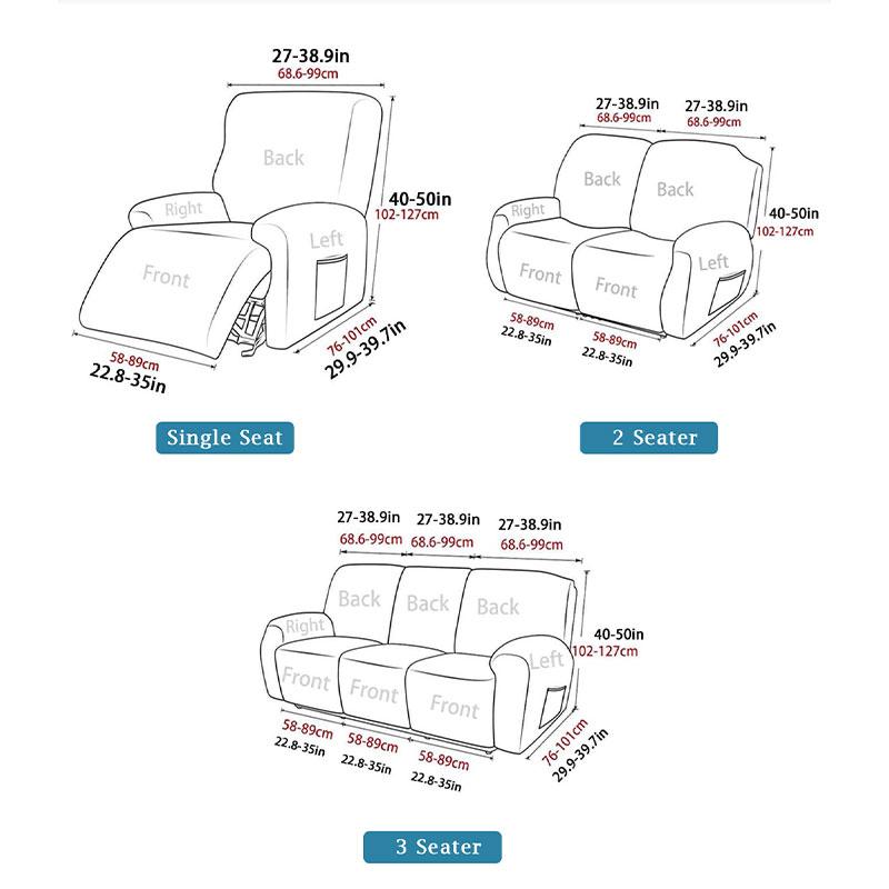4/6/8Pcs/Set Stretch Jacquard Sofa Cover Splash-Proof Recliner Slipcover With Elastic Bottom And Side Pocket Furniture Protector