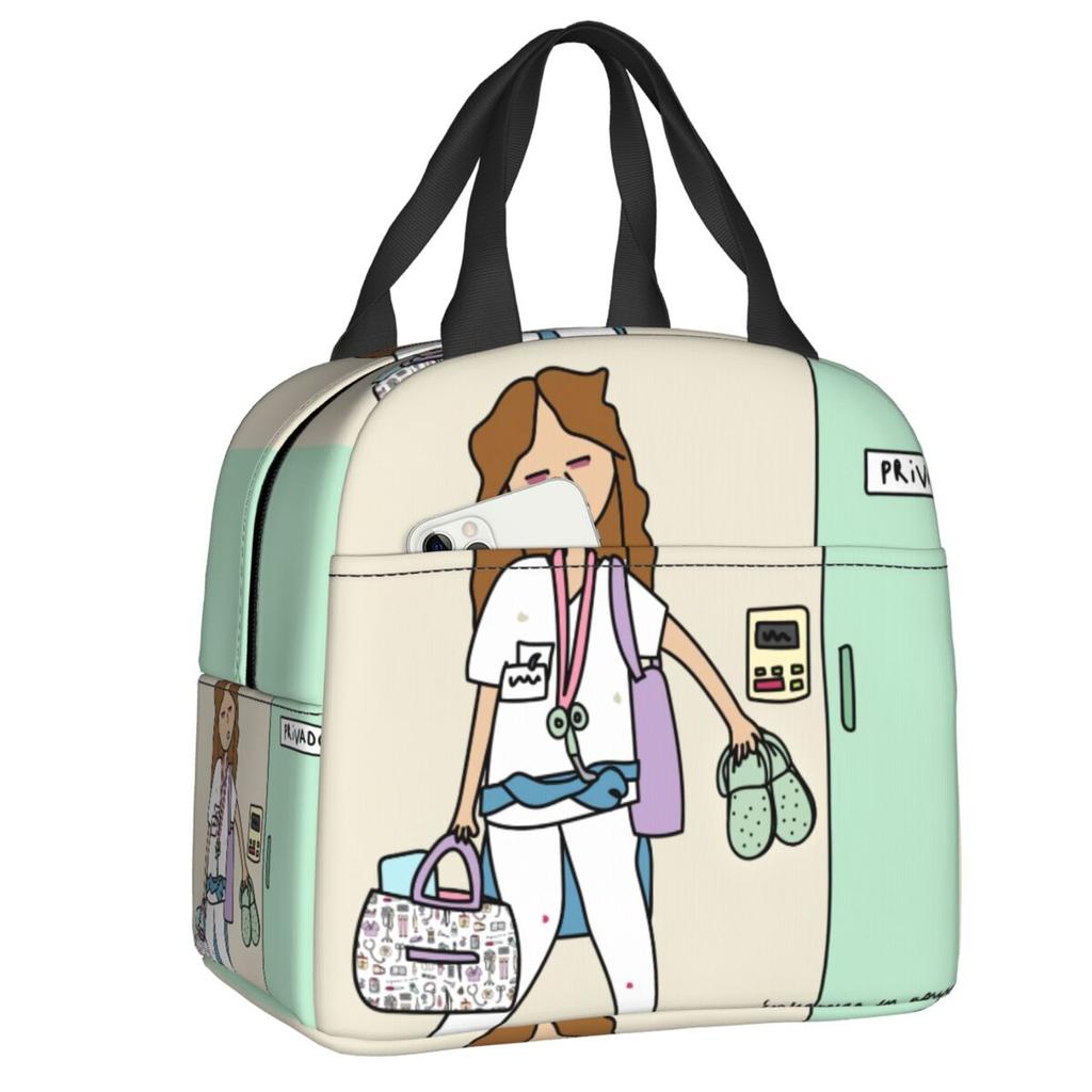 Bolsa de Almuerzo Térmica Aislada Personalizada Enfermera En Apuros Doctor Enfermera Salud Médica para Mujeres Refrigerador Portátil Fiambrera Térmica Escuela