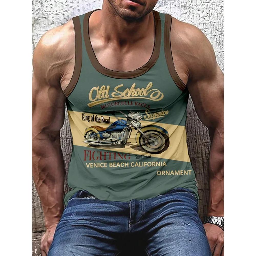 3D Lion Print Men's Summer Street Fashion Casual Outdoor Sports Vest Versatile Comfortable Breathable Sleeveless Vest