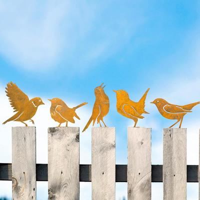 1/4/5Pcs Rusty Bird Silhouette Garden Decoration Weather-proof Outdoor Courtyard Yard Backyard Lawn Metal Chick Duck Squirrel Iron Art Stake