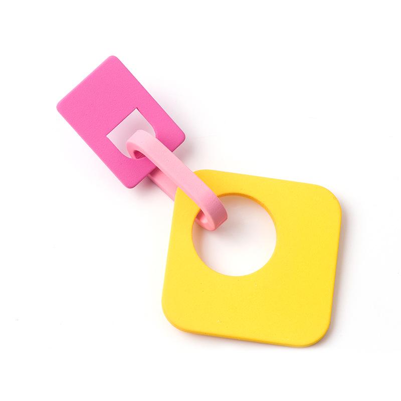 Fun Contrasting Color Splicing Geometric Matte Acrylic Earrings, Candy Color Exaggerated Personality Hipster