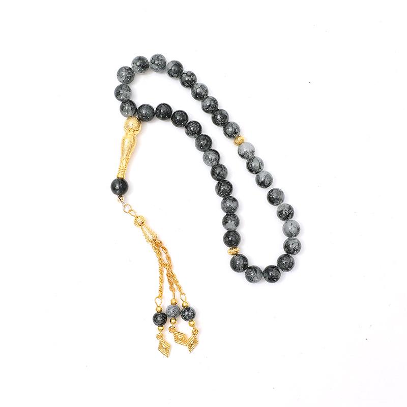 Złoty Chwost Hanadama Wielostylowy Szklany Różaniec Muzułmańskie Koraliki Modlitewne Tasbih