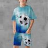 Abbigliamento Bambino Estate T-shirt Calcio Stampata 3D Set Maglia Manica Corta per Bambini Asciugatura Rapida Traspirante Abbigliamento Bambini
