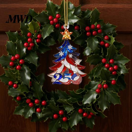 Decorative Window Entrance Pendant 250 Anniversary USA Christmas Ornament, America Years Patriotic Tree Party Gift Decoration, 1776-2026 2D