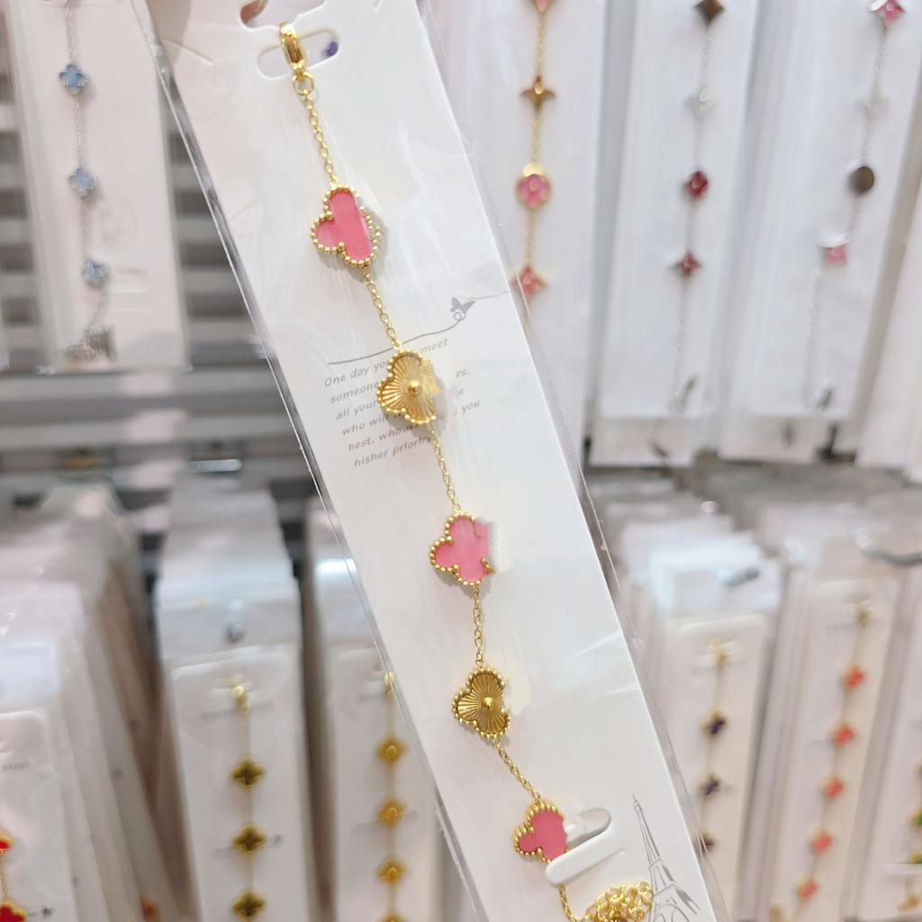 Double-sided Five-flower Four-leaf Clover Bracelet Titanium Steel Does Not Fade Light Luxury High-end Jewelry