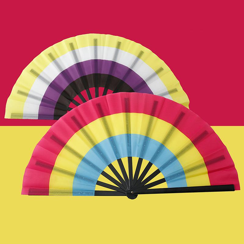 Rainbow Folding Fans Gay Lesbian Decorative Folding Fans, Large Handheld Fan Bamboo Folding Fan For Men/Women, Wedding, Dancing,