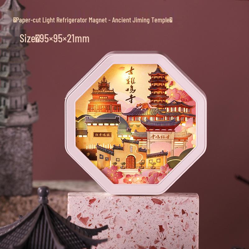Guochao Paper Sculpture Fridge Magnet Souvenirs for Tourist Attractions