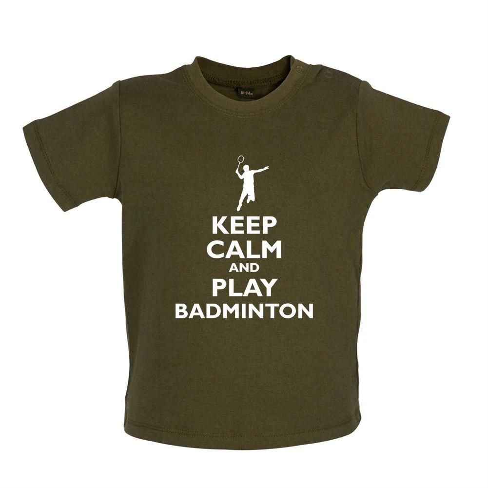 Keep Calm and Play Badminton - Baby Kids Boys Girls Unisex T-Shirt / Babygrow - Racquet Player Love 130