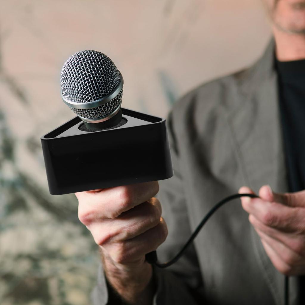 EXCEART Interview Microphone ABS Injection Molded Triangle Microphone Flags for Advertising and Image Set of 2 Flags, Enhancement, (Black)