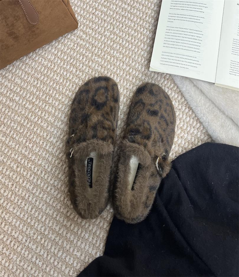 2025 Autumn and Winter New Lamb Wool All-inclusive Lazy One-pedal Plush Single Shoes Thick-soled Plush Cotton Shoes