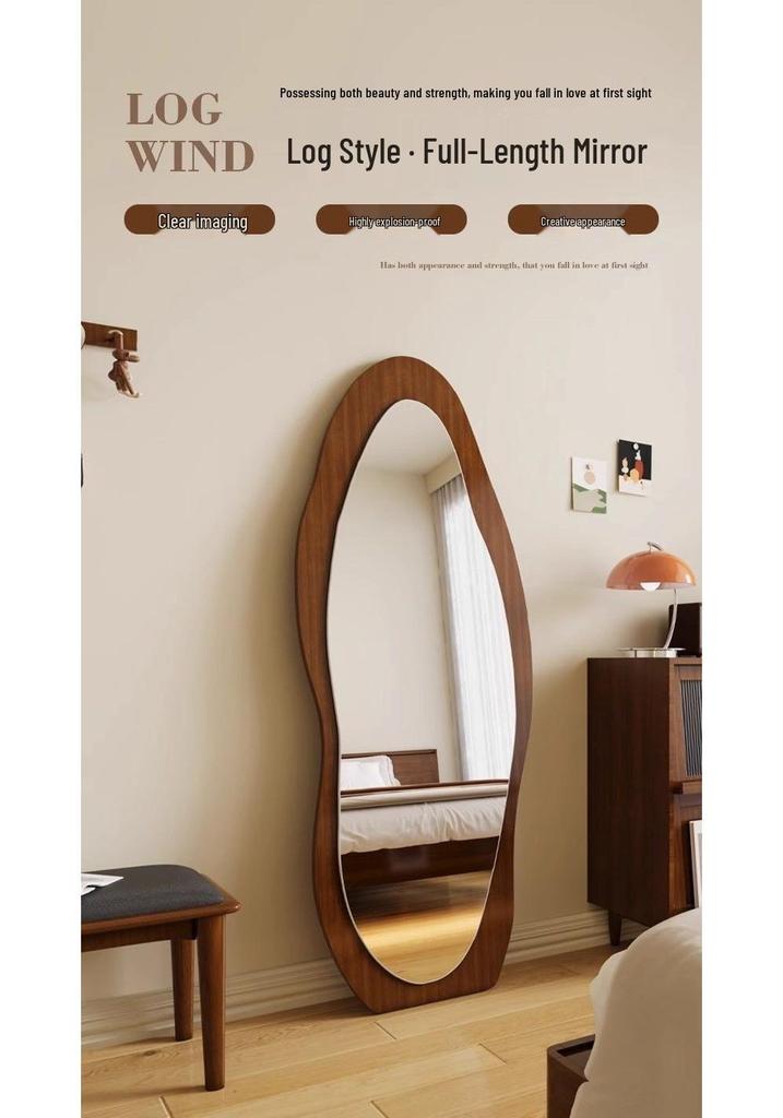 Ethnic Style Irregular Wall-Mounted Full-Length Floor Mirror for Indoor Use